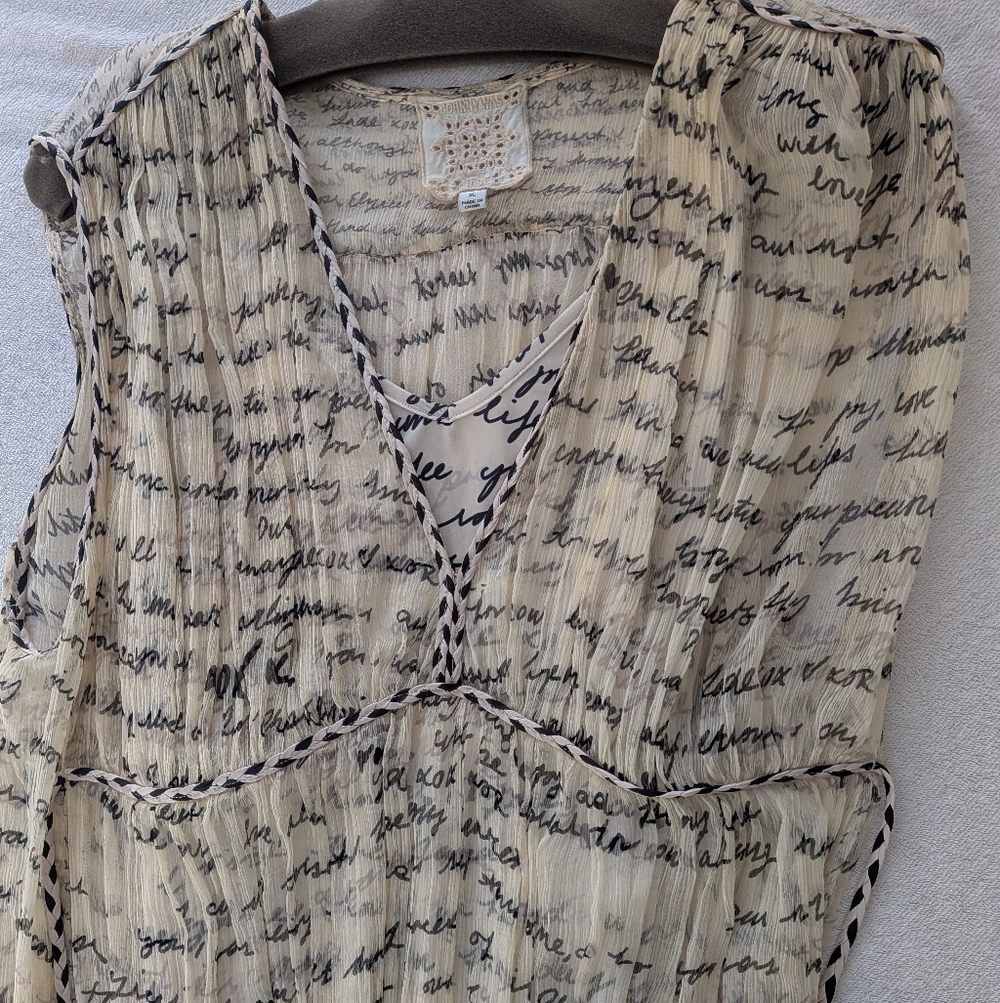 Women's Cream and Black Script Print Maxi Dress